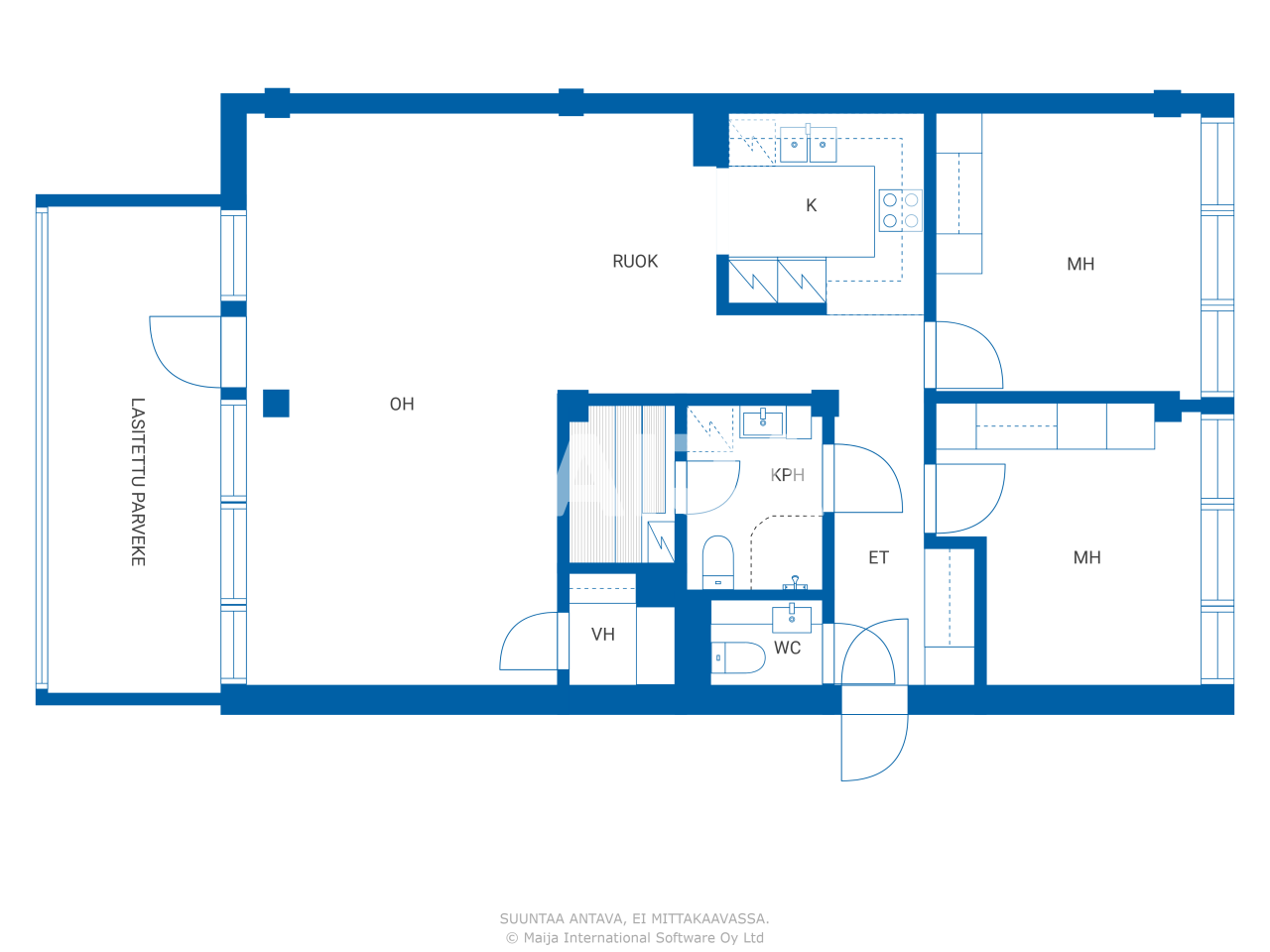 Studio zum Kauf 234.000 € 3 Zimmer 81 m²<br/>Wohnfläche 4.<br/>Geschoss Ratakatu 13 Oulu 90130