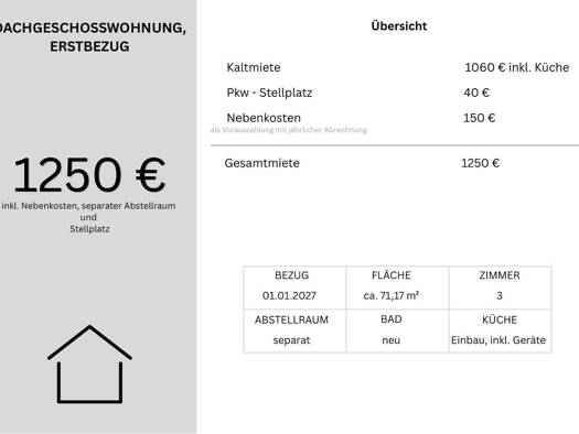 Wohnung zur Miete 1.100 € 3 Zimmer 71 m² Geschoss 2/2 frei ab 01.01.2027 Haiterbach Haiterbach 72221