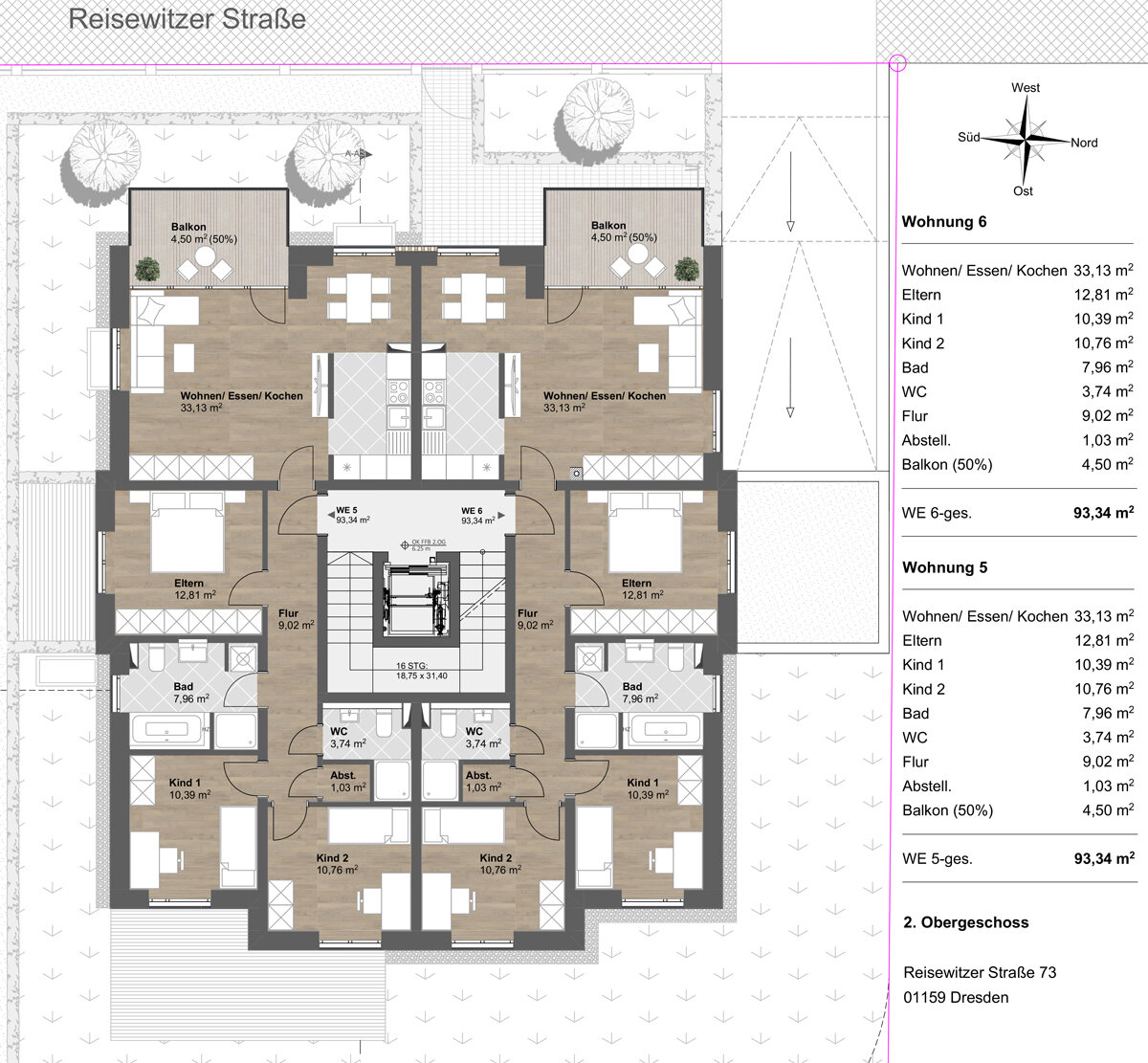 Wohnung zum Kauf provisionsfrei 559.500 € 4 Zimmer 93,3 m²<br/>Wohnfläche 2.<br/>Geschoss Reisewitzer Straße 73 Dölzschen Dresden 01159