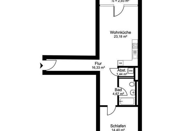 Wohnung zur Miete - Erstbezug 1.001 € 2 Zimmer 63 m² 1. Geschoss Pinneberg 25421