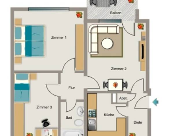 Wohnung zur Miete nur mit Wohnberechtigungsschein 362 € 3,5 Zimmer 58,3 m² 2. Geschoss Hausdorfstraße 2 Scharnhorst Dortmund 44328