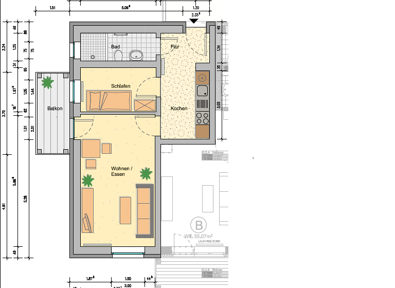 Studio zur Miete 284 € 1 Zimmer 43,6 m² 3. Geschoss frei ab 01.03.2026 Laasener Straße 106 Ostviertel Gera 07546