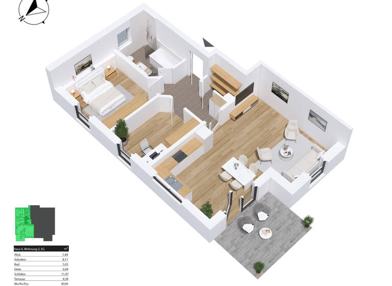 Wohnung zum Kauf - Erstbezug 318.989 € 3 Zimmer 67,9 m² Taubenweg Bergham Nittenau / Bergham 93149