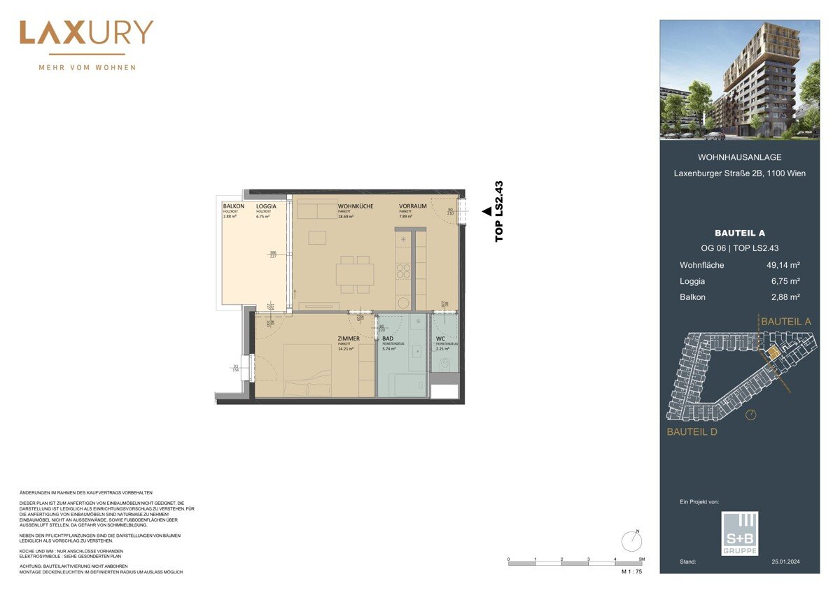 Wohnung zum Kauf provisionsfrei 410.000 € 2 Zimmer 49,1 m²<br/>Wohnfläche 6.<br/>Geschoss 01.09.2025<br/>Verfügbarkeit Laxenburger Straße 2B Wien 1100