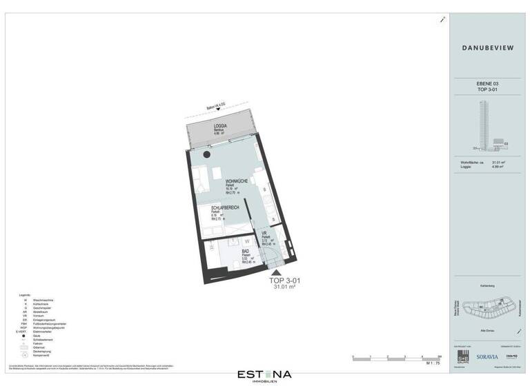 Studio zur Miete 629 € 1 Zimmer 31 m² 3. Geschoss Wagramer Straße Wien 1220