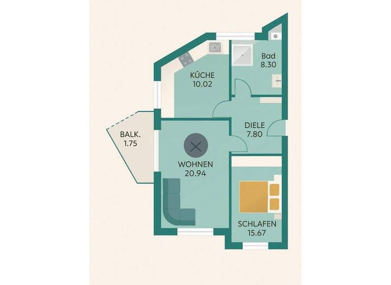 Wohnung zum Kauf 229.000 € 2 Zimmer 62,9 m² 1. Geschoss Vach Fürth 90768