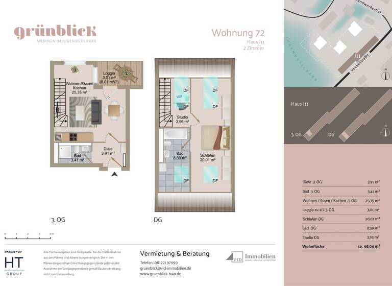 Maisonette zur Miete 1.500 € 2 Zimmer 68 m² frei ab sofort Haar 85540