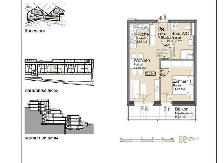 Wohnung zur Miete - Erstbezug 828 € 2 Zimmer 42,2 m² 1. Geschoss Bründlgraben 47 Krems an der Donau 3500