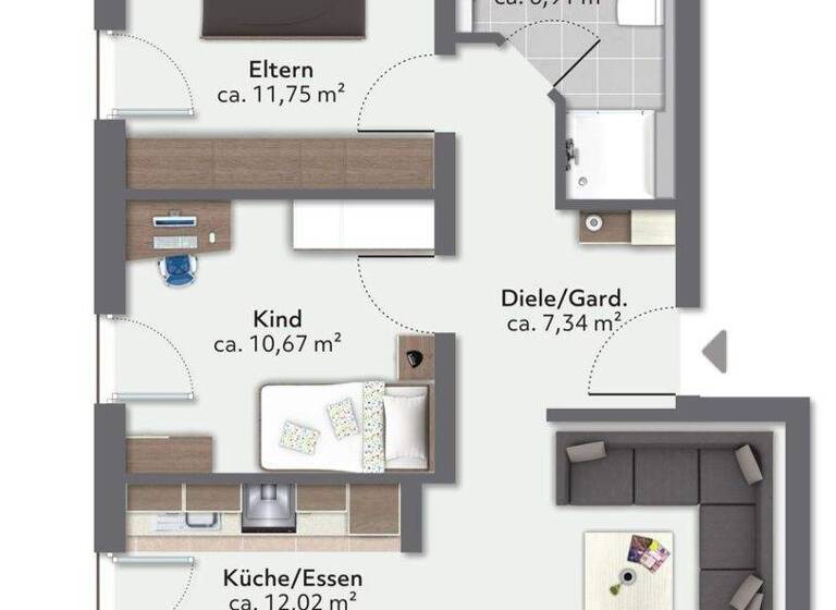 Wohnung zum Kauf 349.000 € 4 Zimmer 72 m² 1. Geschoss Emmerting 84547