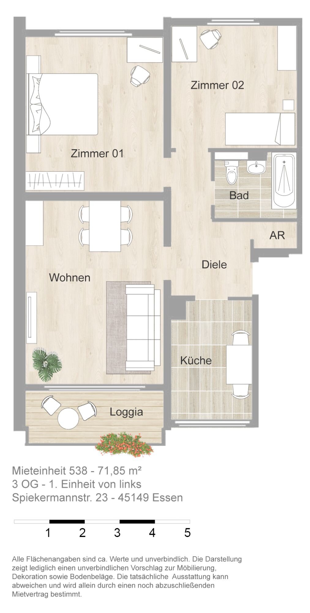 Wohnung zur Miete 755 € 3 Zimmer 71,9 m²<br/>Wohnfläche 3.<br/>Geschoss Spieckermannstr. 23 Fulerum Essen 45149