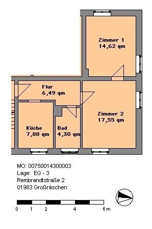 Wohnung zur Miete 295 € 2 Zimmer 50,8 m²<br/>Wohnfläche EG<br/>Geschoss 01.03.2025<br/>Verfügbarkeit Rembrandtstraße 2 Großräschen Großräschen 01983