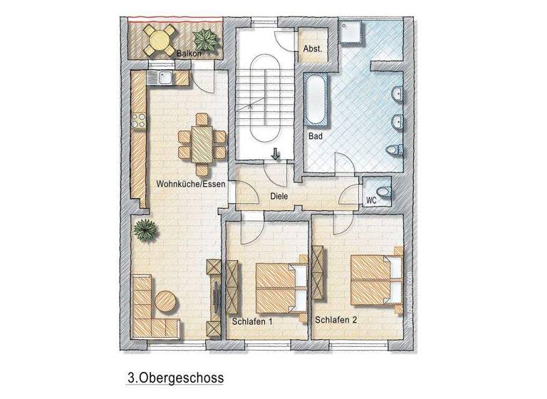 Wohnung zum Kauf 235.000 € 3 Zimmer 100 m² 3. Geschoss Elberfeld Wuppertal 42107