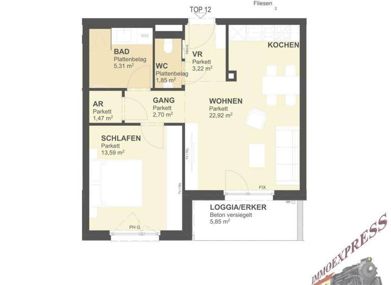 Wohnung zur Miete 996 € 2 Zimmer 51 m² Wien 1220
