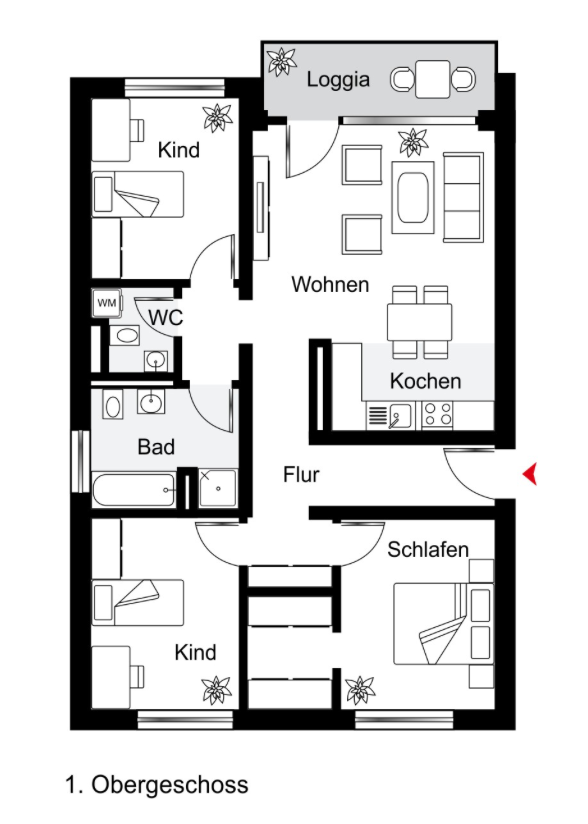 Wohnung zur Miete 1.700 € 4 Zimmer 97,5 m²<br/>Wohnfläche 1.<br/>Geschoss ab sofort<br/>Verfügbarkeit Adolf-Braun-Str. 32 Muggenhof Nürnberg 90429