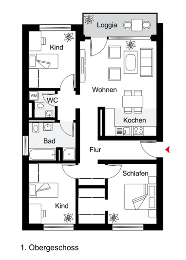 Wohnung zur Miete 1.700 € 4 Zimmer 97,5 m² 1. Geschoss frei ab sofort Adolf-Braun-Str. 32 Muggenhof Nürnberg 90429