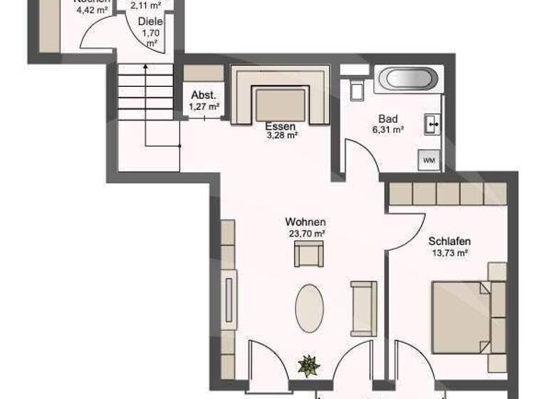 Wohnung zum Kauf 175.000 € 2 Zimmer 59 m² 1. Geschoss Grubweg Passau 94034