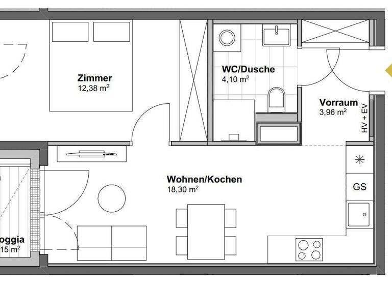 Wohnung zum Kauf - Erstbezug 261.500 € 2 Zimmer 38,7 m² 4. Geschoss Wien 1100