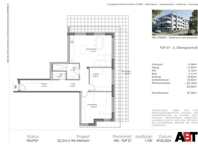 Wohnung zum Kauf - Erstbezug 482.296 € 3 Zimmer 83 m² 3. Geschoss Steinach am Brenner 6150