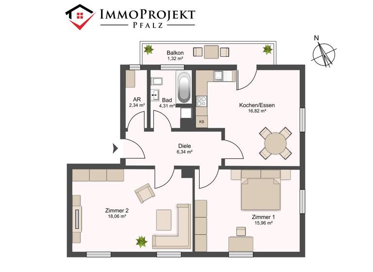 Wohnung zum Kauf 225.000 € 2 Zimmer 65 m² 1. Geschoss Haßloch 67454