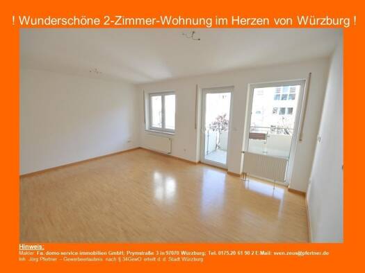 Wohnung zur Miete 950 € 2 Zimmer 65 m² 2. Geschoss frei ab sofort Pleicherkirchgasse 10 Altstadt Würzburg 97070