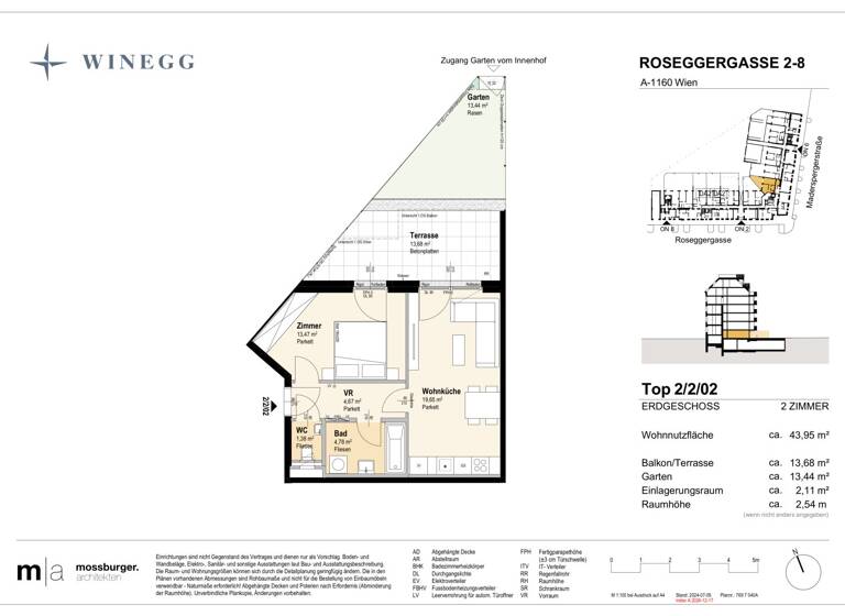 Wohnung zum Kauf - Erstbezug 248.300 € 2 Zimmer 43,9 m² EG Roseggergasse 2-8 Wien 1160