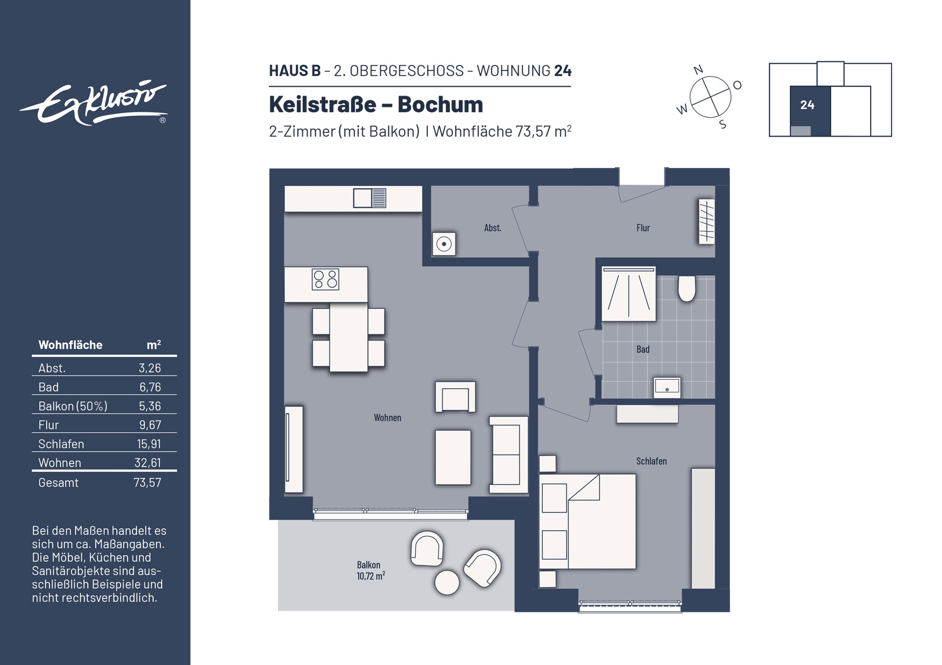 Wohnung zum Kauf provisionsfrei 299.000 € 2 Zimmer 73,6 m²<br/>Wohnfläche Dahlhausen Bochum 44879