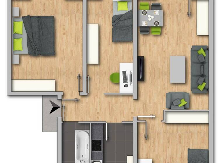 Wohnung zur Miete 539 € 4 Zimmer 74,8 m² 3. Geschoss frei ab sofort Rudolf-Breitscheid-Straße 32 Eisenach 99817