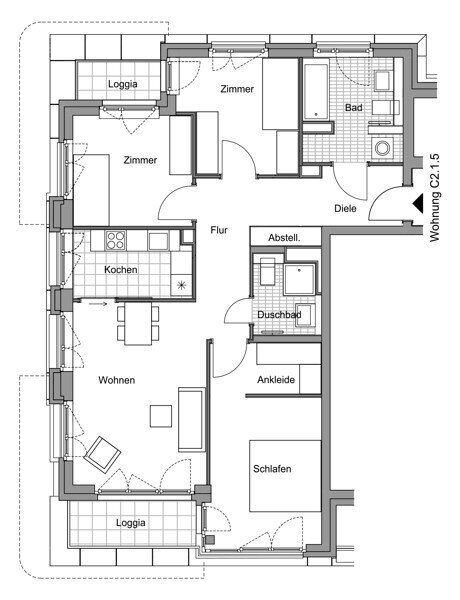 Wohnung zur Miete 1.613 € 4 Zimmer 94,7 m²<br/>Wohnfläche 1.<br/>Geschoss 01.03.2025<br/>Verfügbarkeit Gref-Völsing-Strasse 4 Ostend Frankfurt-Ostend 60314