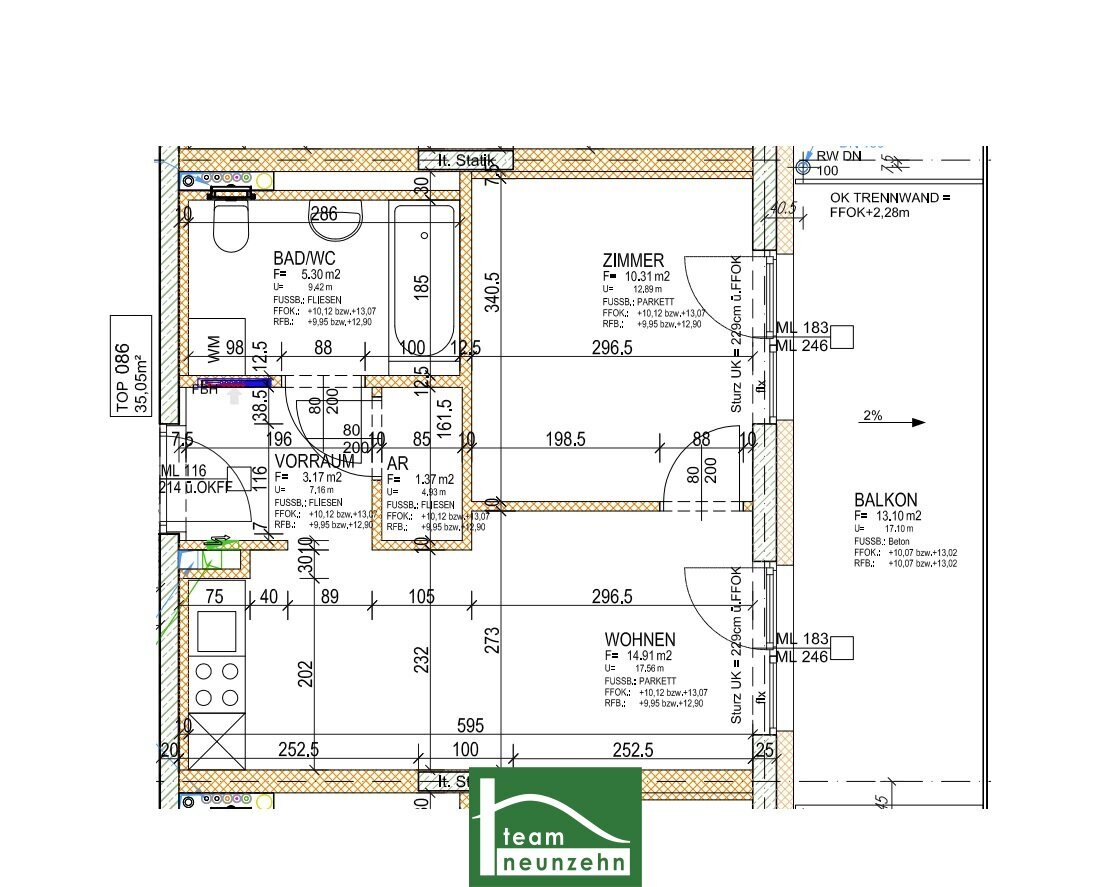 Wohnung zur Miete 421 € 2 Zimmer 35,1 m²<br/>Wohnfläche 3.<br/>Geschoss Brauquartier 15-17 Puntigam Graz 8055