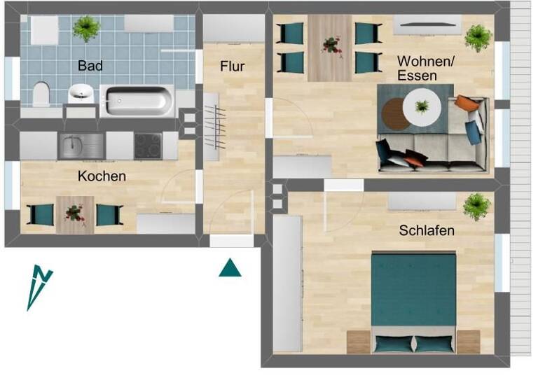 Wohnung zur Miete 337 € 2 Zimmer 51,8 m² 3. Geschoss Schuhgasse 8/10 Pößneck,Stadt Pößneck 07381