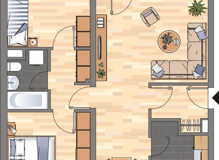 Wohnung zur Miete 602 € 3 Zimmer 76,3 m² EG frei ab 04.05.2026 Fuhneweg 7 Weststadt Braunschweig 38120