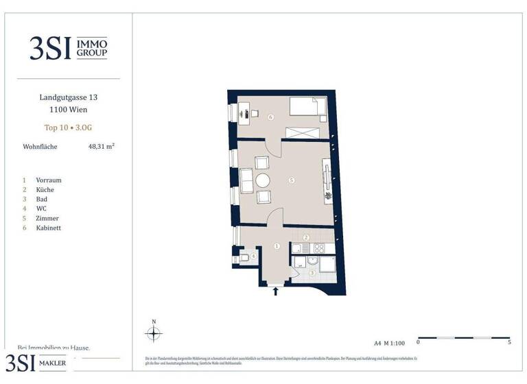 Wohnung zum Kauf 215.000 € 2 Zimmer 48,3 m² 3. Geschoss Landgutgasse 13 Wien 1100