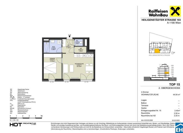 Wohnung zum Kauf - Erstbezug 354.300 € 2 Zimmer 44,6 m² 2. Geschoss Heiligenstädter Straße Wien 1190