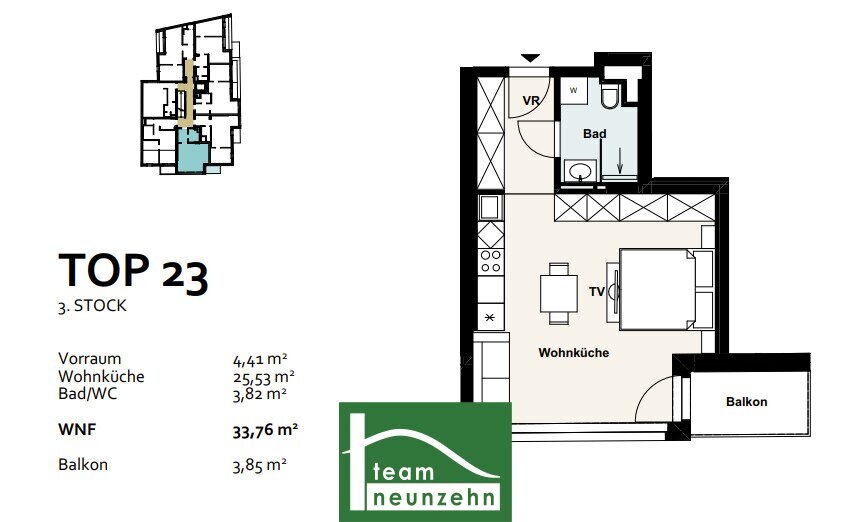 Wohnung zum Kauf 251.304 € 1 Zimmer 33,2 m²<br/>Wohnfläche 3.<br/>Geschoss Baumergasse 2a Wien 1210