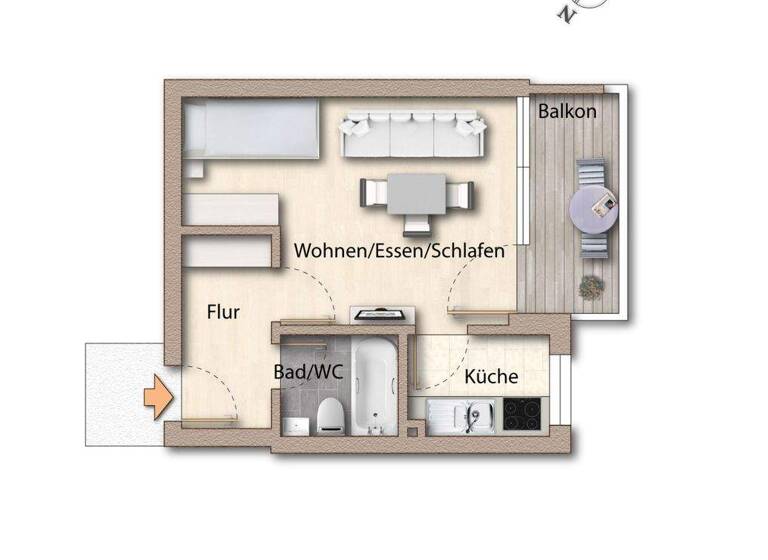 Studio zum Kauf provisionsfrei 258.999 € 1 Zimmer 28 m² 2. Geschoss frei ab sofort Avenariusstraße 10 Pasing-Obermenzing München 81243