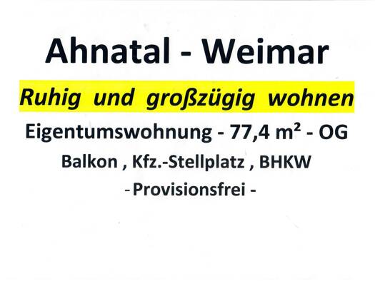 Wohnung zum Kauf provisionsfrei 130.000 € 2 Zimmer 77,4 m² 1. Geschoss Weimar Ahnatal 34292