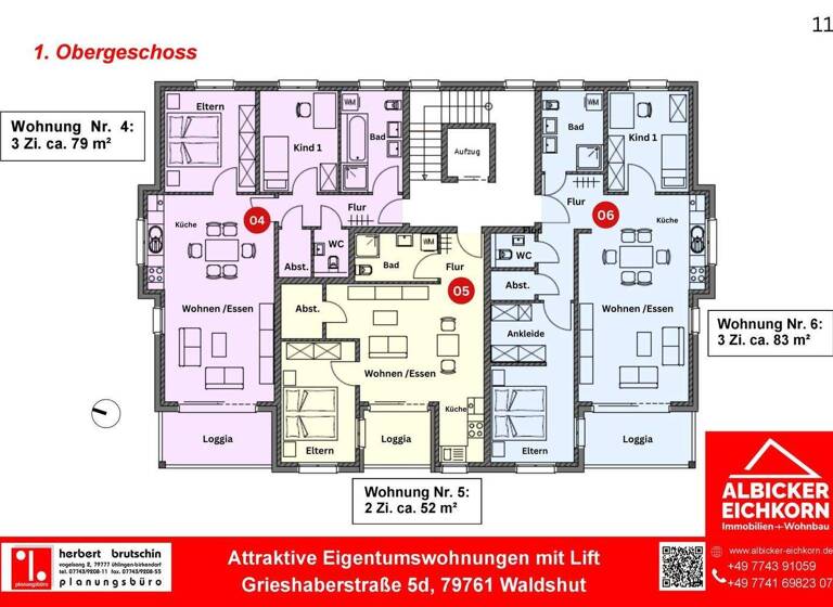 Wohnung zum Kauf provisionsfrei 387.100 € 3 Zimmer 79 m² 2. Geschoss Waldshut Waldshut-Tiengen 79761