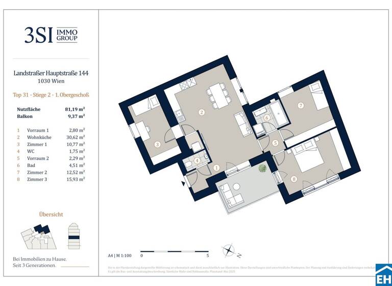 Wohnung zum Kauf - Erstbezug 665.000 € 4 Zimmer 81,2 m² 1. Geschoss Landstraßer Hauptstraße Wien 1030