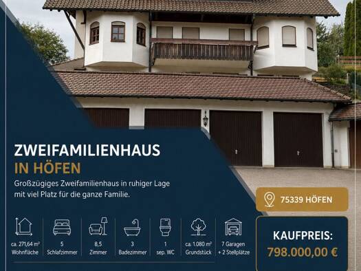 Mehrfamilienhaus zum Kauf 798.000 € 8,5 Zimmer 271,6 m² 1.080 m² Grundstück Liebenzeller Straße 3 Höfen an der Enz 75339