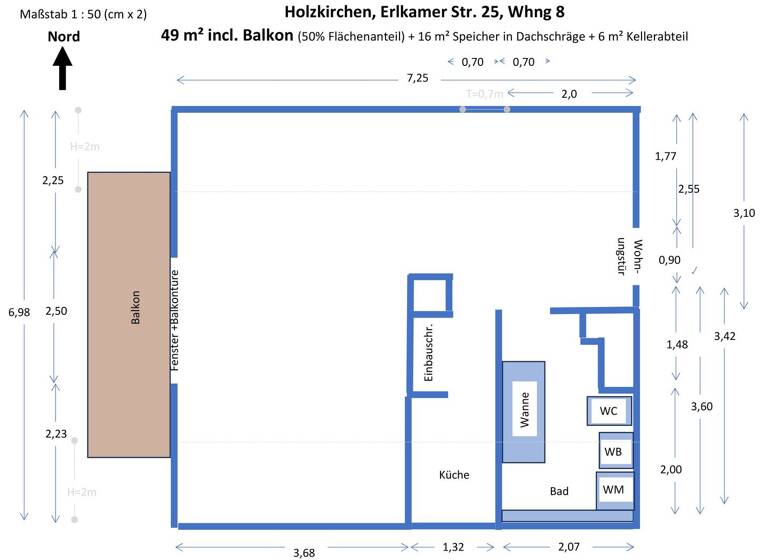 Wohnung zur Miete 850 € 1 Zimmer 49 m² Geschoss 2/3 frei ab 15.04.2026 Erlkamer Straße 25 Holzkirchen 83607