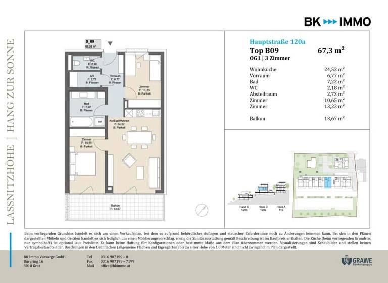 Wohnung zum Kauf - Erstbezug 345.000 € 3 Zimmer 67,3 m² 1. Geschoss Hauptstraße Laßnitzhöhe 8301