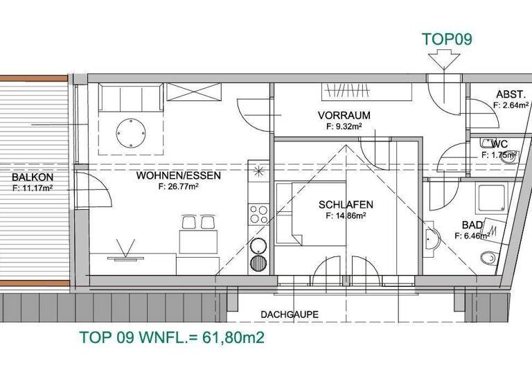 Wohnung zum Kauf - Erstbezug 254.000 € 2 Zimmer 61,8 m² 2. Geschoss Stadl an der Mur 8862