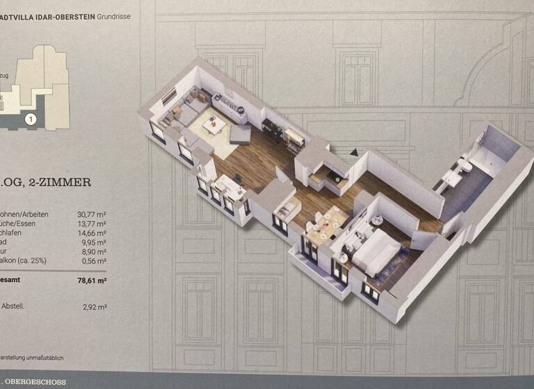 Wohnung zur Miete 750 € 2 Zimmer 78,6 m² Idar-Oberstein 55743
