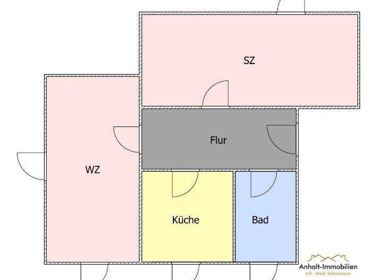 Wohnung zur Miete 390 € 60 m² 1. Geschoss Lessingstraße 24 Bitterfeld 06749