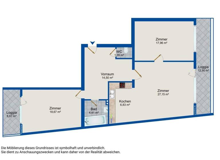 Wohnung zum Kauf 450.000 € 3 Zimmer 108 m² 1. Geschoss Wien 1180