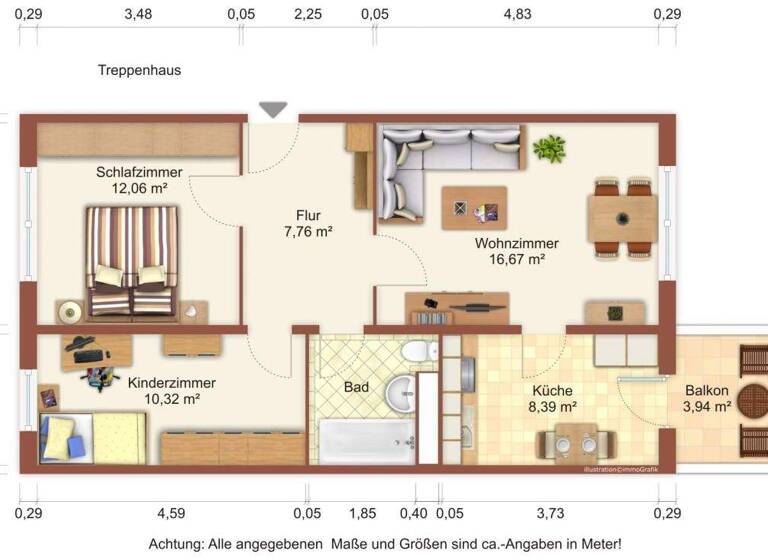 Wohnung zur Miete 440 € 3 Zimmer 60,8 m² 6. Geschoss Lomonossowallee 11b Schönwalde I Greifswald 17491