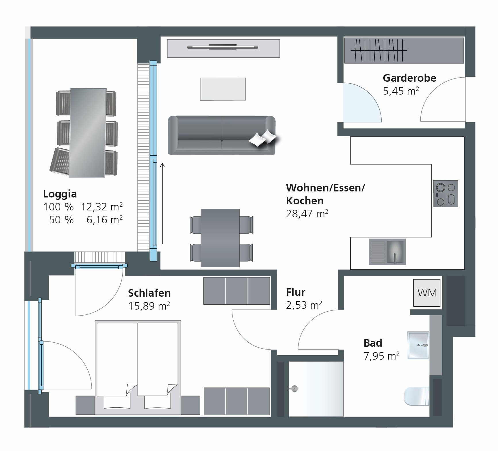 Wohnung zum Kauf provisionsfrei 544.000 € 2 Zimmer 66,5 m²<br/>Wohnfläche 2.<br/>Geschoss 01.12.2024<br/>Verfügbarkeit Alt-Söflingen Ulm 89077