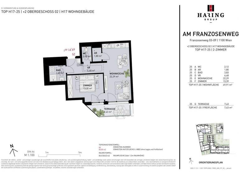Wohnung zum Kauf - Erstbezug 342.500 € 2 Zimmer 49,9 m² 2. Geschoss Franzosenweg 3-5 Wien 1100