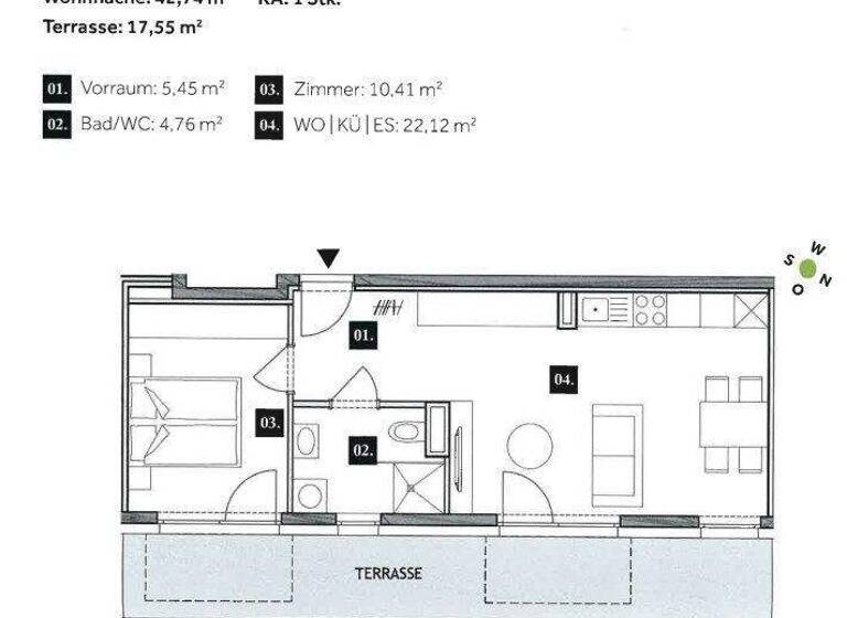 Wohnung zum Kauf 210.000 € 2 Zimmer 42,7 m² 5. Geschoss Eggenberg Graz 8051