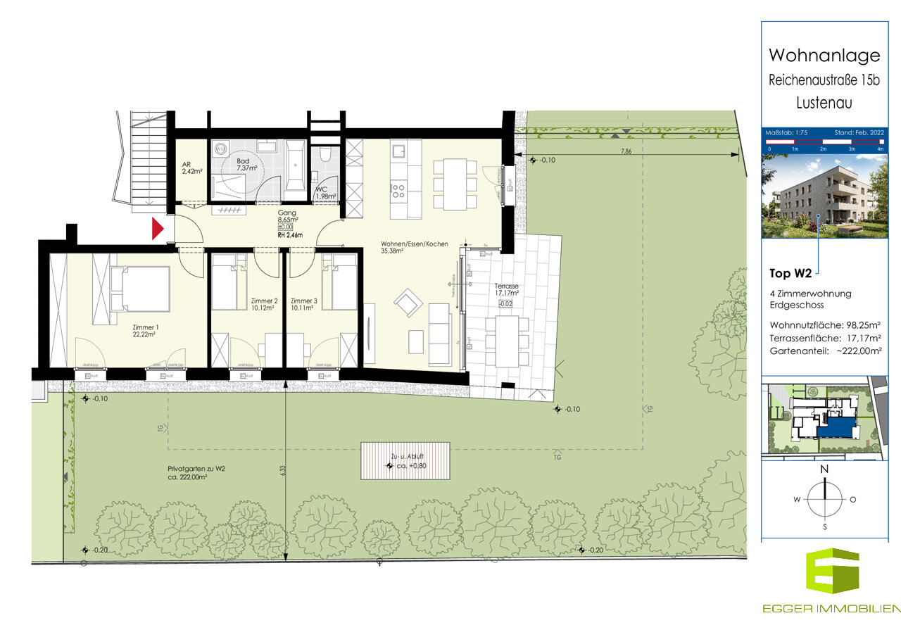 Wohnung zum Kauf 628.000 € 4 Zimmer 98 m²<br/>Wohnfläche EG<br/>Geschoss Reichenaustraße 15 Lustenau 6890